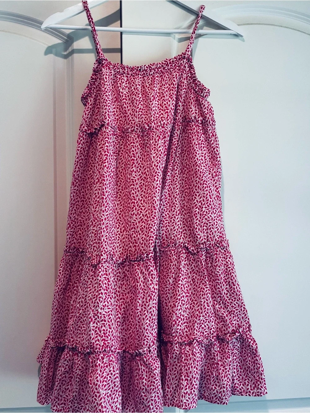 MINI BODEN  Pink White  Printed Tiered Sundress Pink Flowy Girls Size 8-9Y
